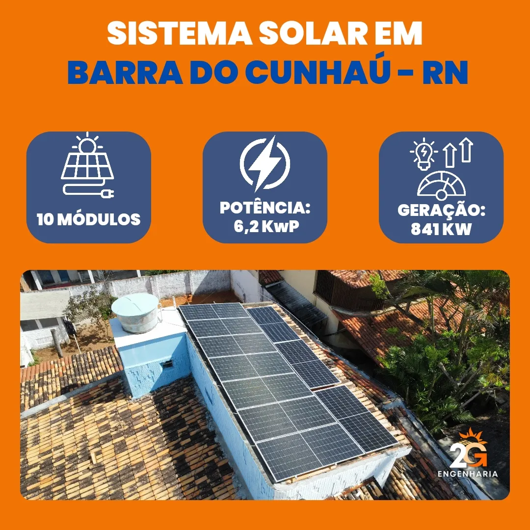 Sistema solar em Barra do Cunhaú, 10 módulos, 6,2 kWp